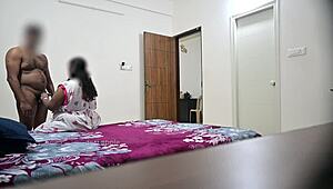 i gived blowjob and fucked my wife hard while maid cleaned