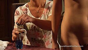 Naughty lesbian slave masturbates and orgasms using mistress's panties.