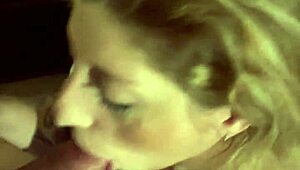 Sexy milf wife sucks her hubby's huge cock till he explodes