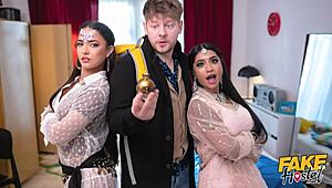 Fake Hostel - Horny Genies Released And Desperate For Cock Amazing Threesome With Yasmina Kahn And Nuria Millan