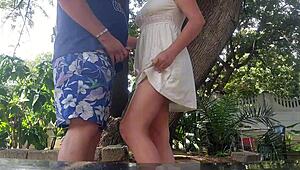 Mutual masturbation with my stepsis outdoors cumming on her pussy