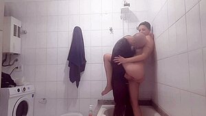 real amateur couple fucking in the bathroom 😏