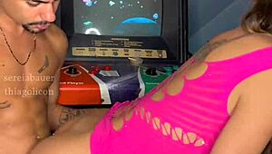 I invited my neighbor to play video game and she let me fuck her pussy