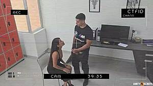 I convince the head of security to let me go by giving him a good fucking