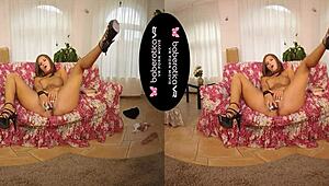 Jenifer Jane Masturbates with Dildo in VR!