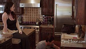 Trusty and handsome plumber fixes leaking pipes