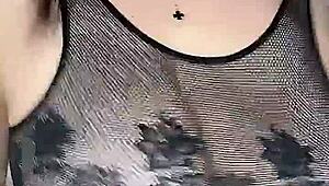 I fuck huge natural tits from above in stockings