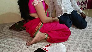 Indian teacher grabs student's big cock from pocket while looking for cigarette and gets fucked