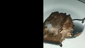 This cake is topped with delicious cum