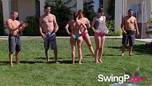 Big Pool Party with Real Couples