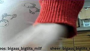 milf in pajamas masturbates showing her big ass and camel toe