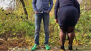 Mother-in-law caught peeing in the outdoors