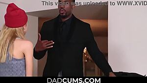 Stepdad bangs his blonde stepdaughter with black anaconda!