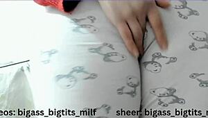 milf in pajamas masturbates showing her big ass and camel toe