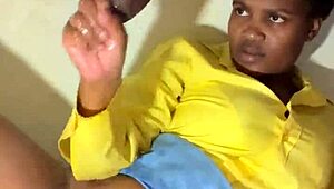 milking my big cock on the desk with cum on tits 😈