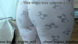 milf in pajamas masturbates showing her big ass and camel toe