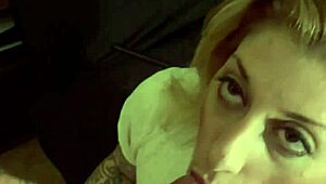 Sexy milf wife sucks her hubby's huge cock till he explodes