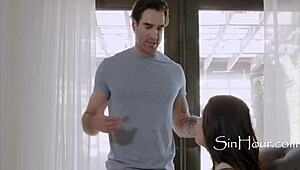 Trusty and handsome plumber fixes leaking pipes