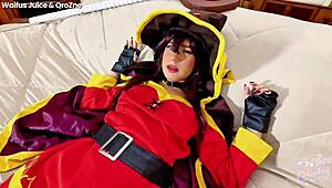 zne cosplay features megumin from konosuba with waifus juice in a free scene