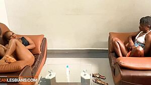 hot ebony tries first time eating pussy with lesbian bestie