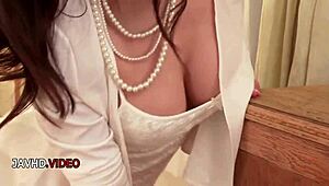 Ayumi Shinoda's big tits blowjob leads to hardcore creampie 😍