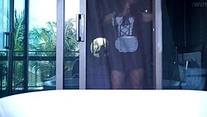 Housemaid catches me masturbating and offers help for extra fee!