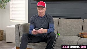 Stepdad surprises stepson with a robot for baseball practice