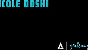 i tempted straight nicole doshi with lesbian strap-on anal