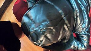 Stepmom Face-Fucked With Cum On Shiny Down-Jacket