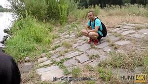 This guy needs cash so he lets stranger fuck liliane outdoors 😈