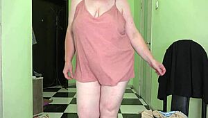 Mature MILF in Stockings Jumps Rope Shakes Big Boobs and Fat Booty Saggy Tits Bounce Fetish