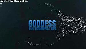 Roxanne endures footjob and caging in stockings