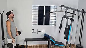 Wife cheats in gym, fucking cuckold from behind.