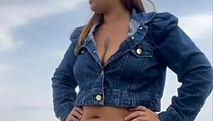 Exhibitionist Woman Leaves Man Hard On Beach, Grabs And Feels His Size While Flashing