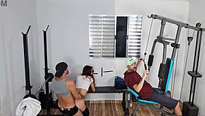 Wife cheats in gym, fucking cuckold from behind.