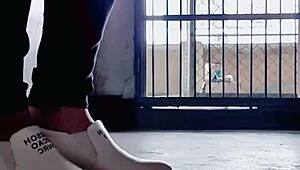 Why does she pee outdoors in stockings?