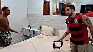 Behind the scenes, cute Brazilian slut Renatinha Paixão screams while taking big black cock in her ass.