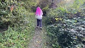 Outdoor forest rough sex spanks teen pussy fucked cum in mouth squirted