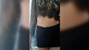 she touches herself in a mini skirt, asking for anal