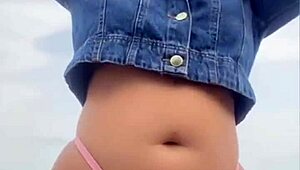 Exhibitionist Woman Leaves Man Hard On Beach, Grabs And Feels His Size While Flashing