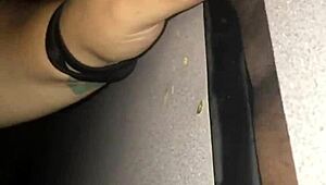 Homemade bbw amateur slut performs sloppy blowjob at gloryhole. She swallows cum from big black cock.