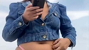 Exhibitionist Woman Leaves Man Hard On Beach, Grabs And Feels His Size While Flashing