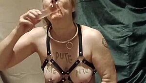 Intense Female Slave Masturbates In Harness