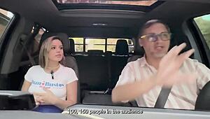 Colombian Melanie Caceres uses fuckmachine on city streets for squirt