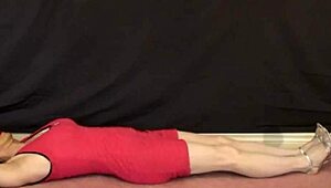 The asian ladyboy drops her pink zipper dress and mask