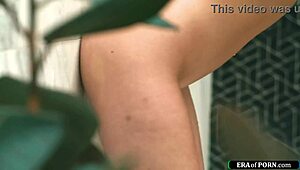 charlotte sins feels so embarrassed getting caught by her roommate while fucking a dildo in the shower