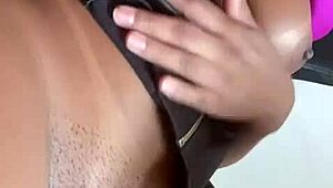 Latina amateur flaunts natural tits in lingerie on public outdoor display 😘