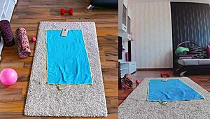 Curvy MILF spreads ASSHOLE during NAKED yoga workout