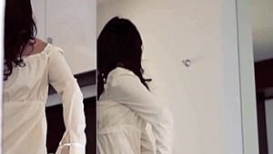 an elegant teen explores softcore pleasures with toys and fingering in a group setting