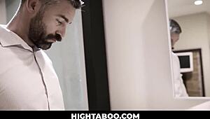 the big boobs brunette maid gets fucked hard by her angry boss in the office